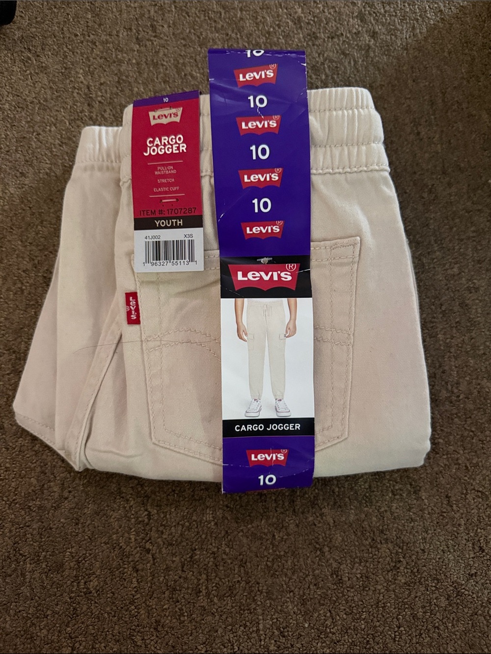 Levi's Kids Cargo Jogger Pants in Light Tan Khaki Size 10